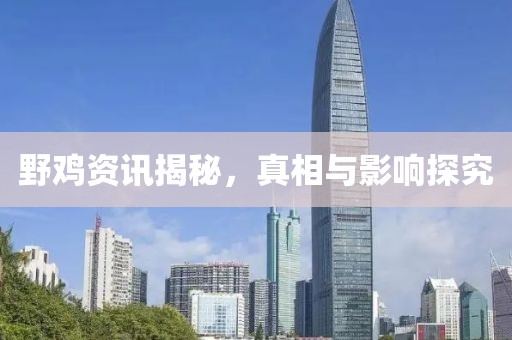 野雞資訊揭秘，真相與影響探究