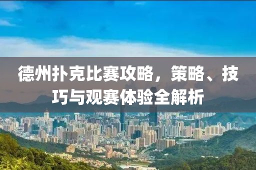 德州撲克比賽攻略，策略、技巧與觀賽體驗(yàn)全解析