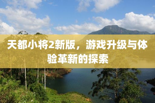 天都小將2新版，游戲升級(jí)與體驗(yàn)革新的探索