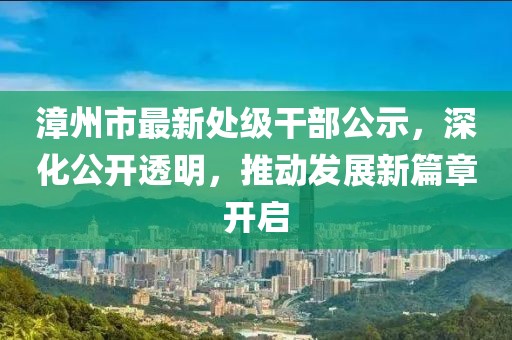 漳州市最新處級干部公示，深化公開透明，推動發(fā)展新篇章開啟
