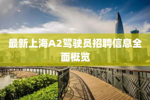 最新上海A2駕駛員招聘信息全面概覽