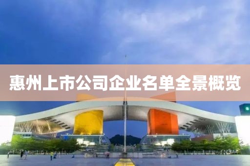 惠州上市公司企業(yè)名單全景概覽