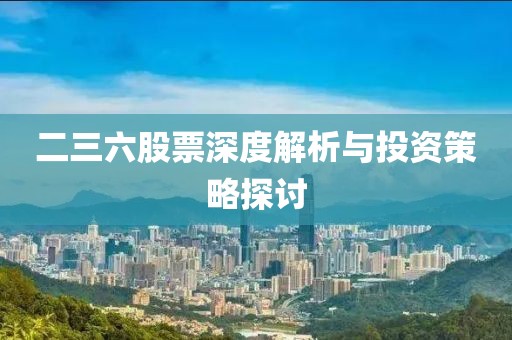 二三六股票深度解析與投資策略探討