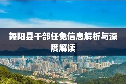 舞陽(yáng)縣干部任免信息解析與深度解讀