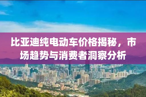 比亞迪純電動車價格揭秘，市場趨勢與消費者洞察分析