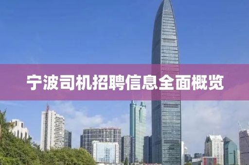 寧波司機招聘信息全面概覽